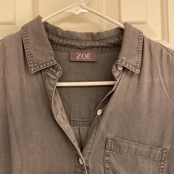 ZOE - GRAY , BUTTON DOWN DRESS , SIZE XS - Picture 2 of 4